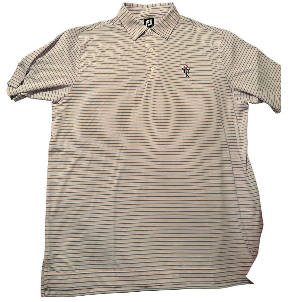 Men's Light Pink / Blue / White Striped Footjoy FJ Golf Polo Size XL